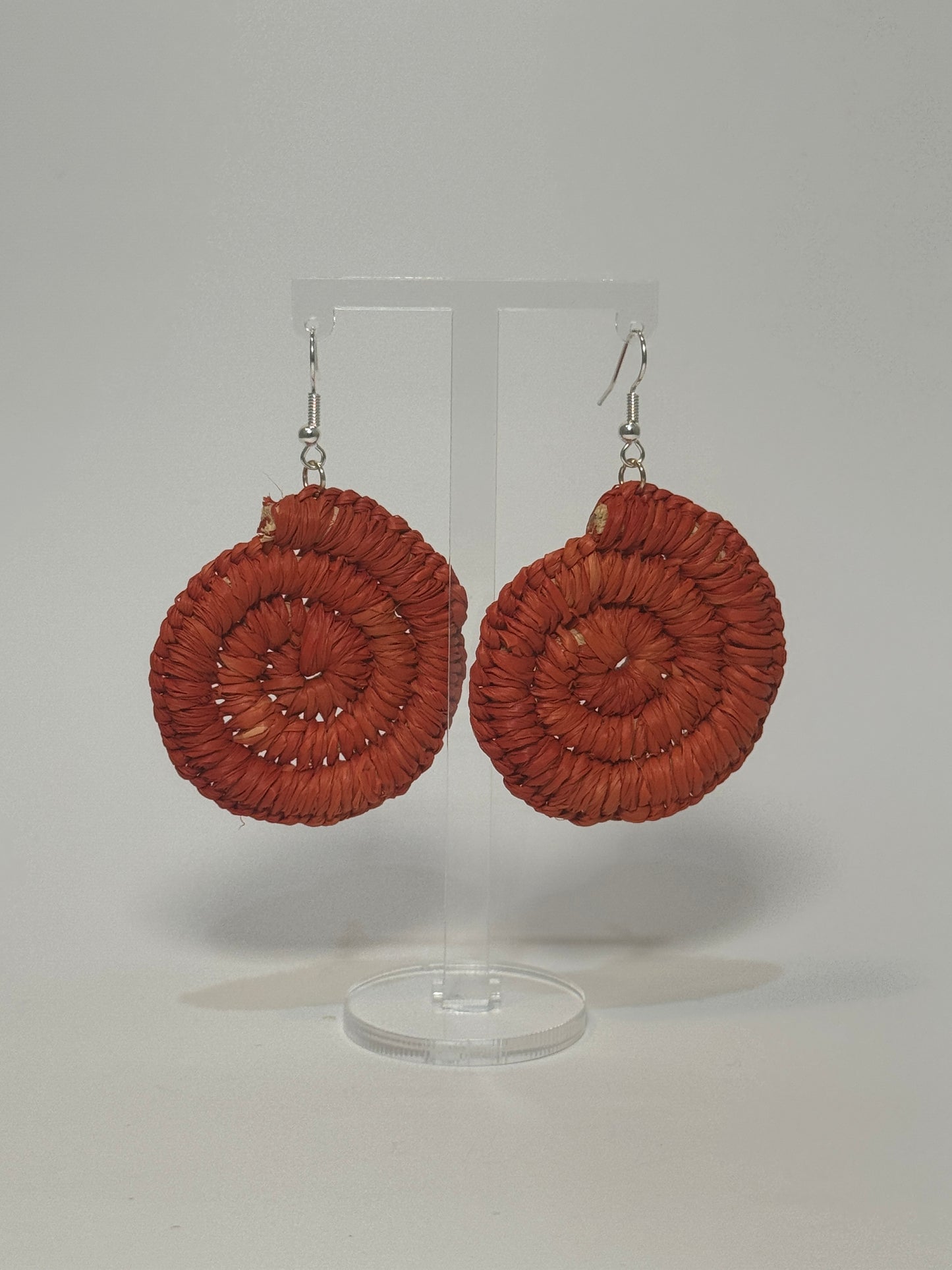 Basic Regular Burnt Orange Woven Earrings