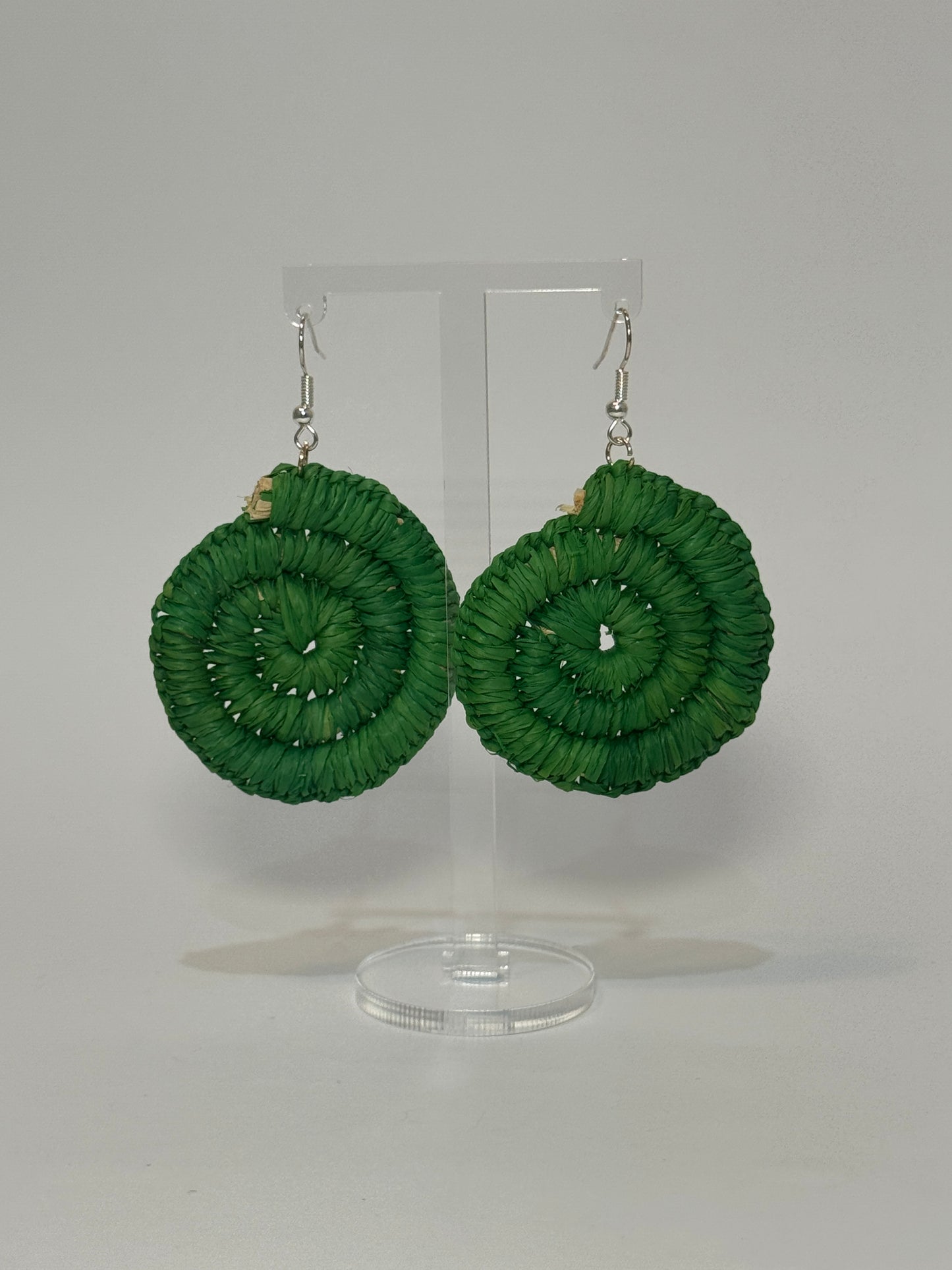 Basic Regular Dark Green Woven Earrings