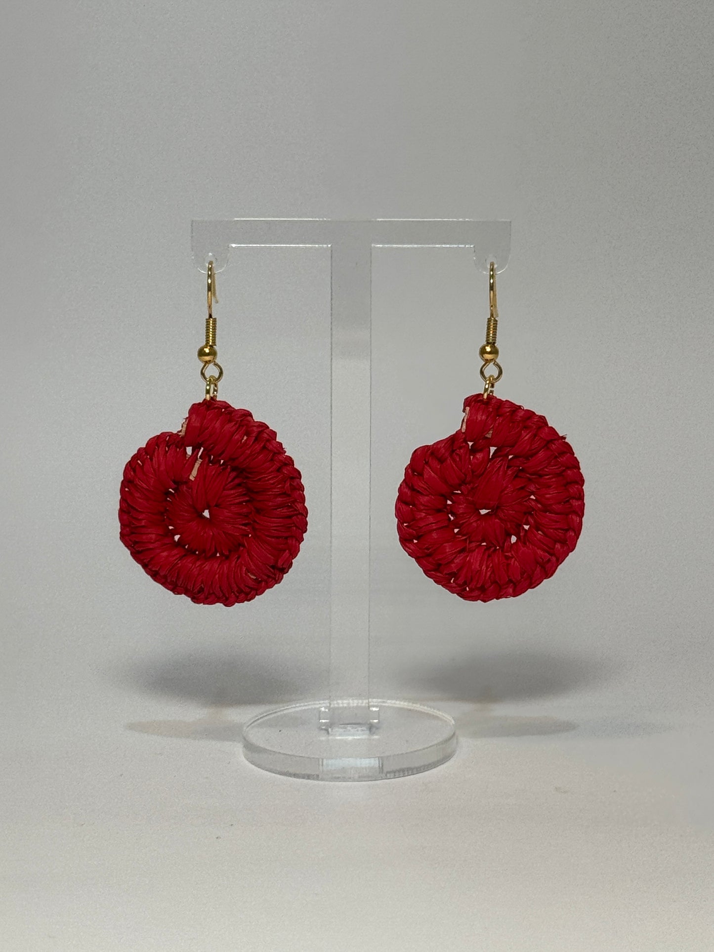 Basic Mini Red Woven Earrings