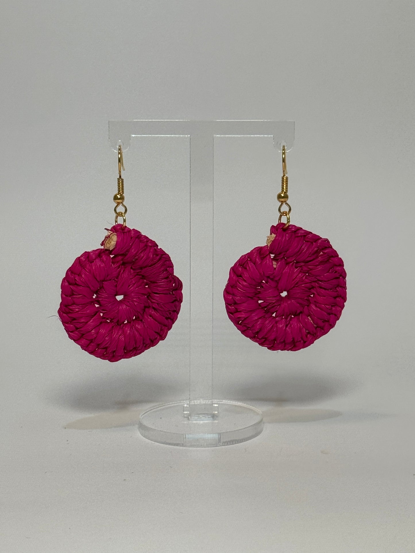 Basic Mini Fuchsia Woven Earrings