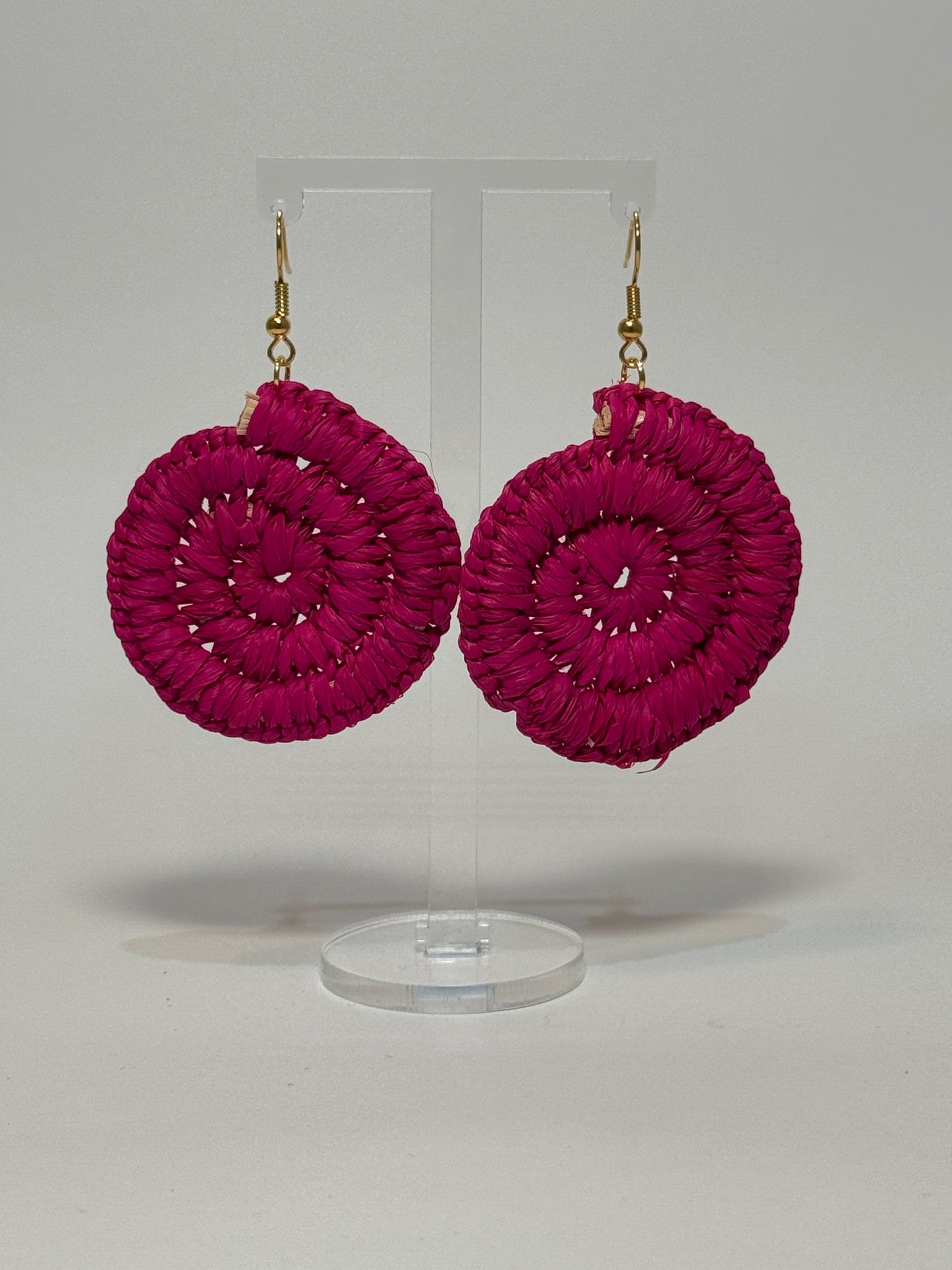 Basic Regular Fuchsia Woven Earrings