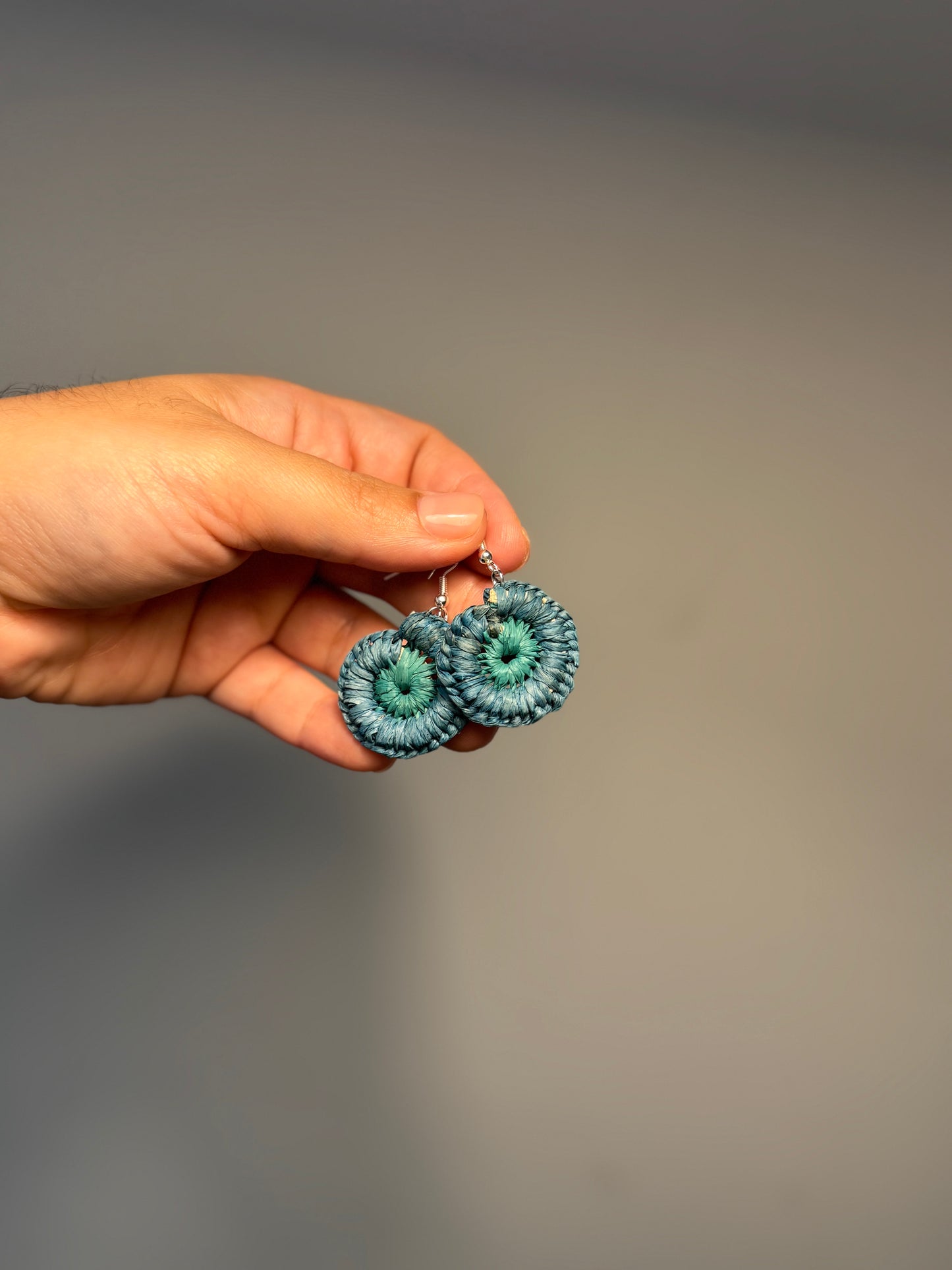 Mini Two-Tone Woven Blue Earrings (Blue/Aqua)