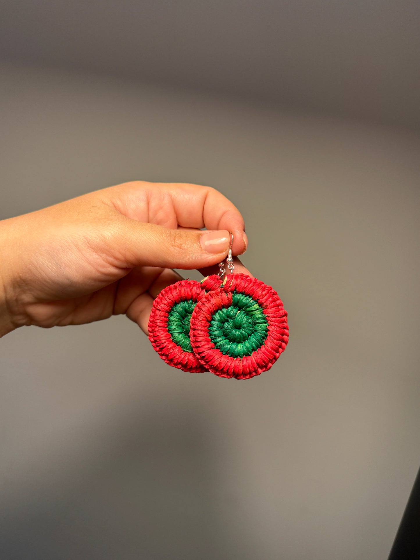 Regular Christmas Woven Earrings (Red/Green)
