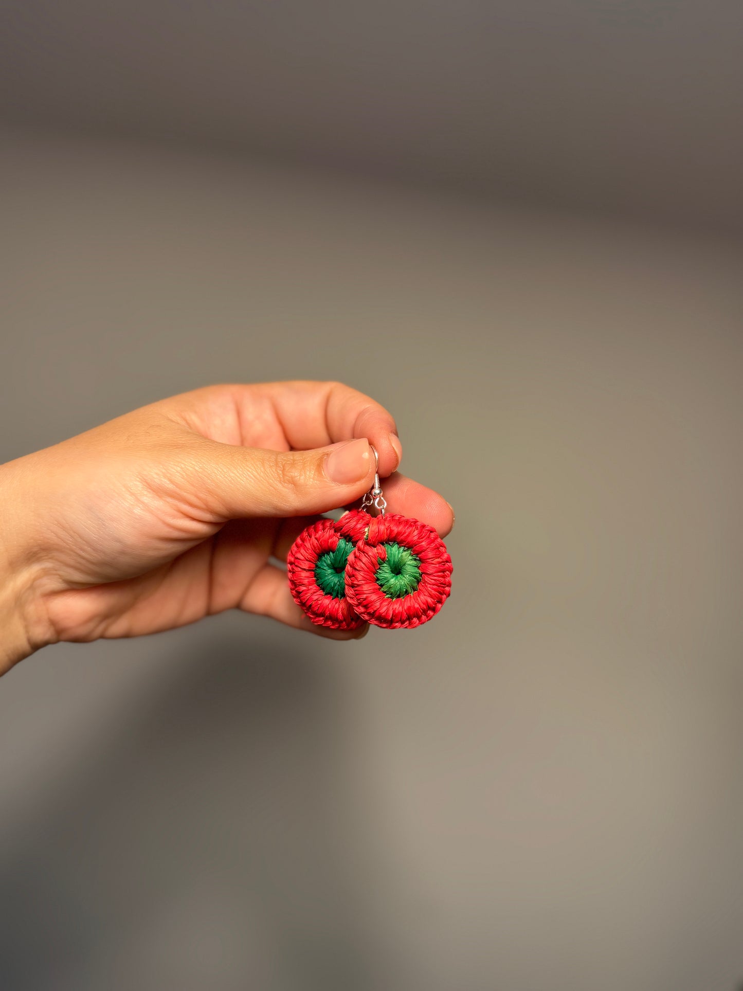 Mini Christmas Woven Earrings (Red/Green)