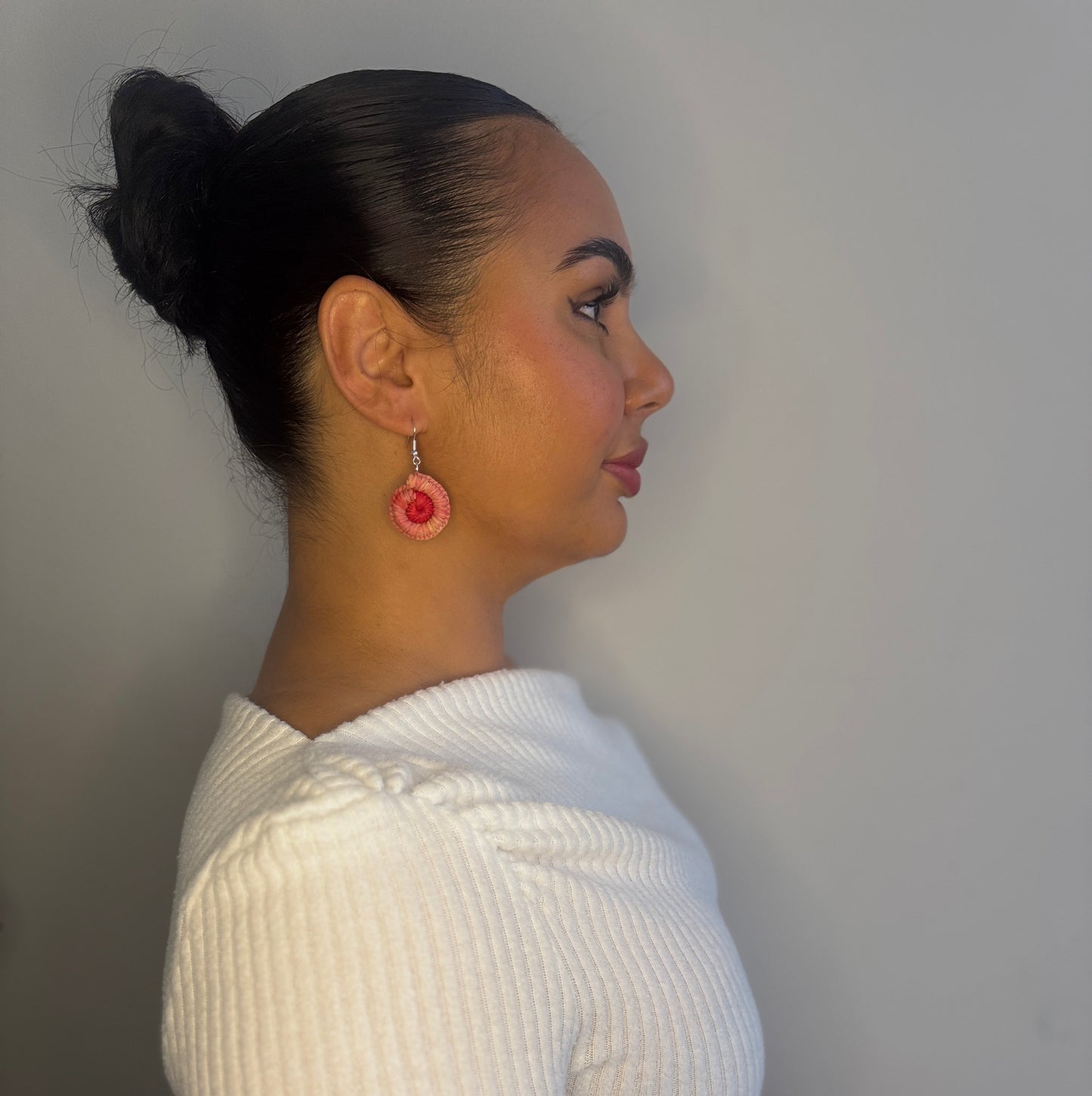 Pink/ Red Woven Mini Earrings