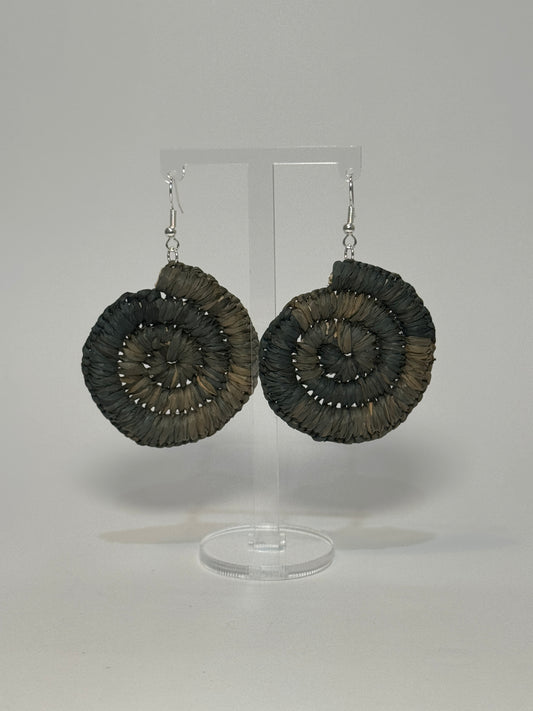 Basic Regular Dark Grey Woven Earrings