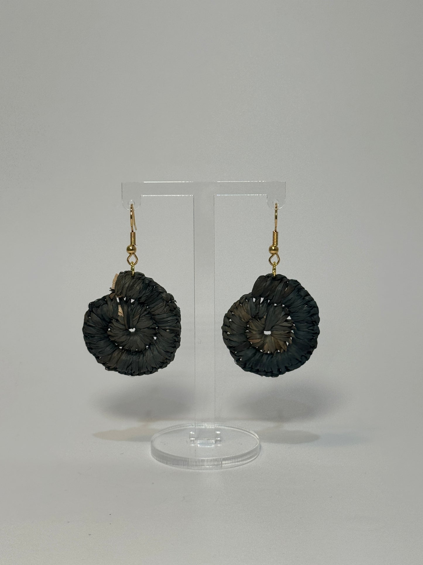 Basic Mini Dark Grey Woven Earrings