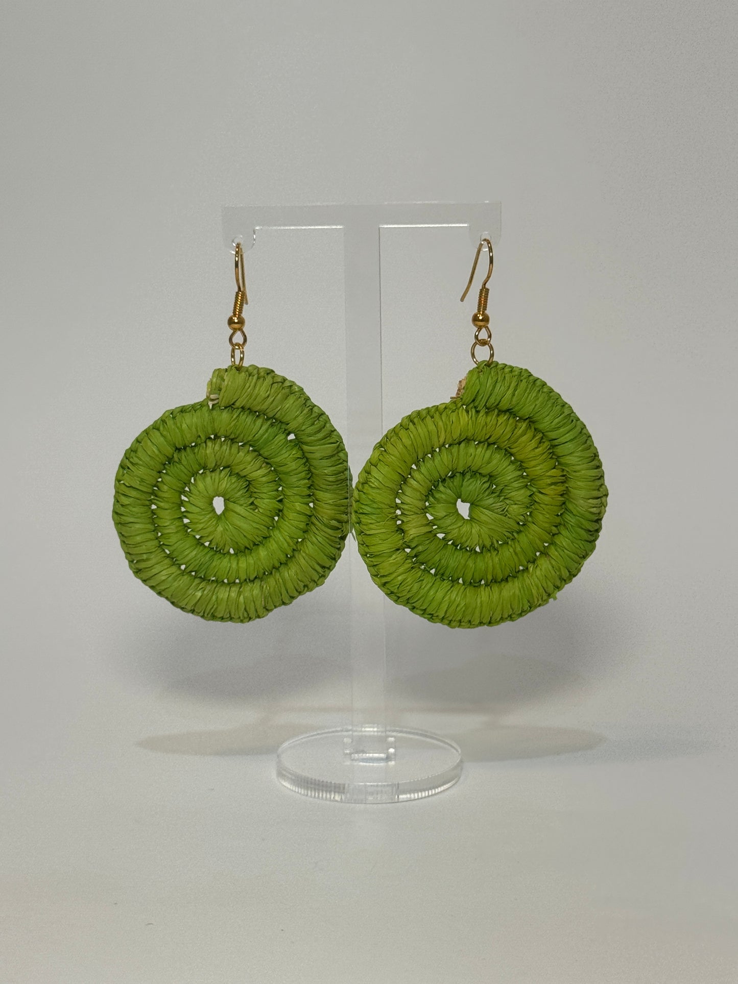Basic Regular Light Green Woven Earrings