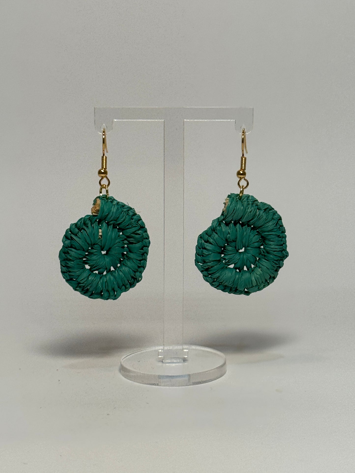 Basic Mini Aqua Woven Earrings