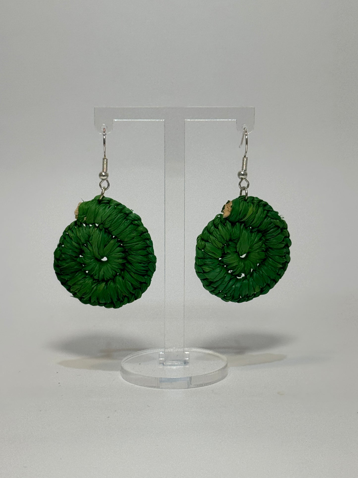 Basic Mini Dark Green Woven Earrings