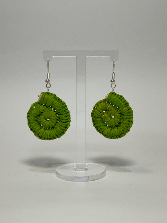 Basic Mini Light Green Woven Earrings