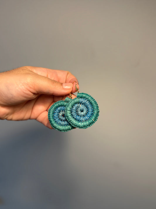 Regular Two-Tone Woven Blue Earrings (Aqua/Blue)