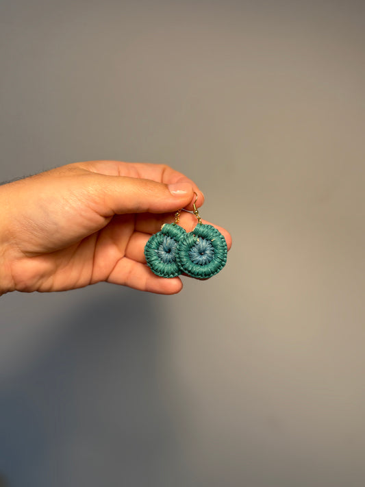 Mini Two-Tone Woven Blue Earrings Aqua/Blue