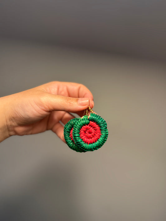 Regular Christmas Woven Earrings (Green/Red)