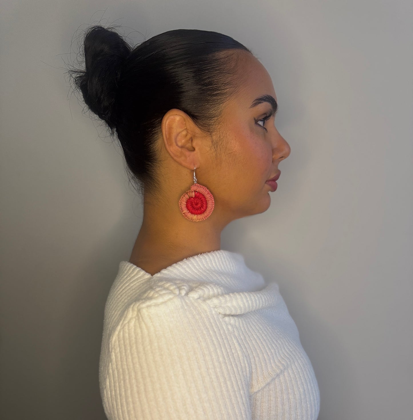 Pink/Red Woven Regular Earrings