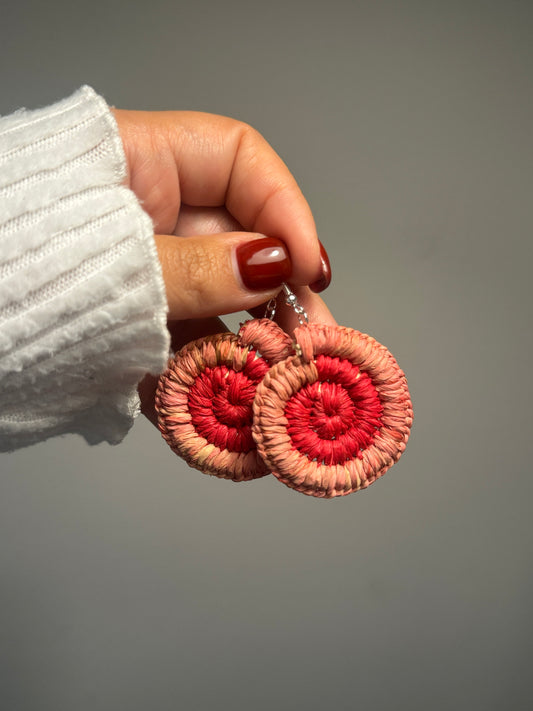 Pink/Red Woven Regular Earrings