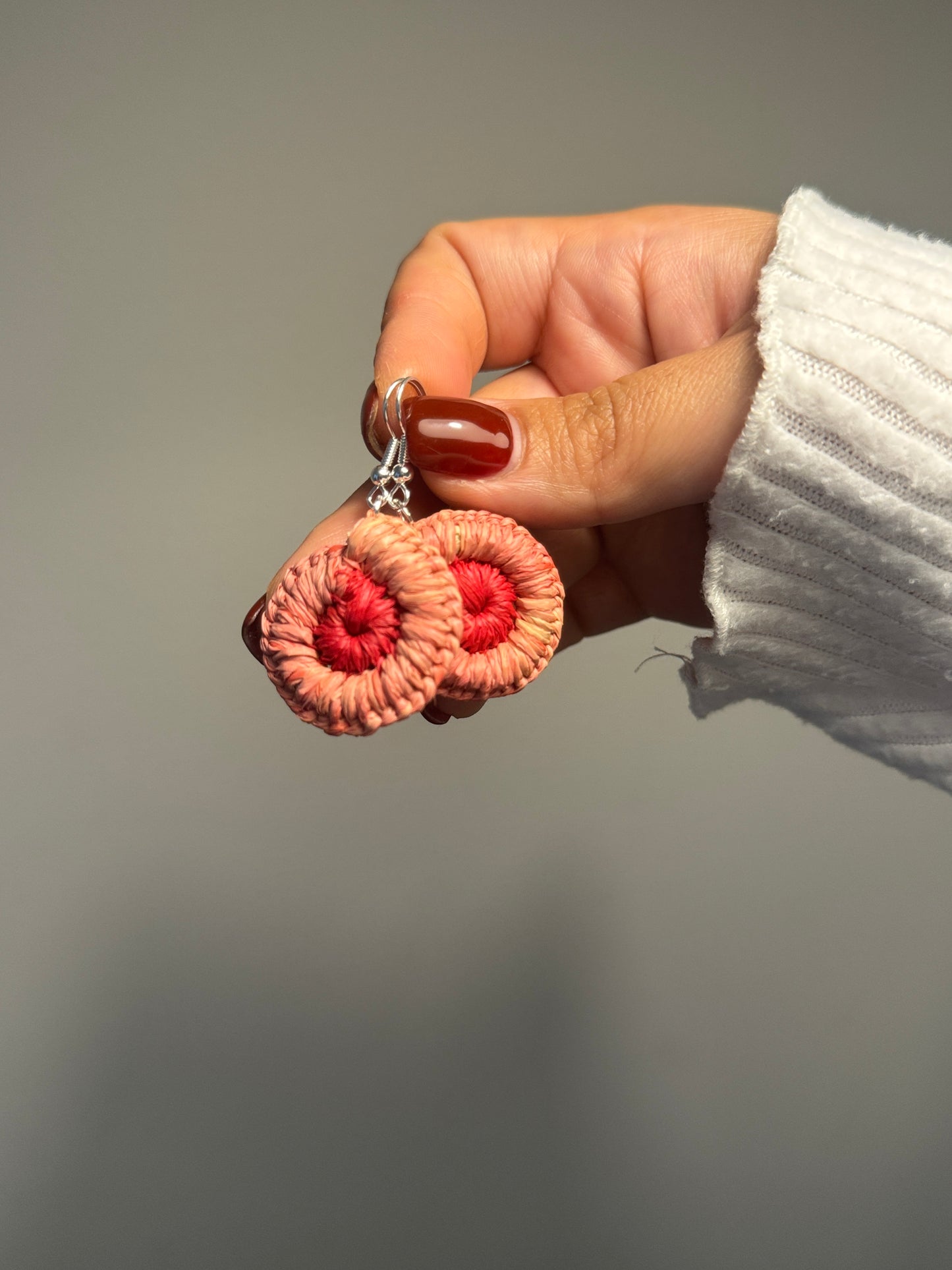 Pink/ Red Woven Mini Earrings