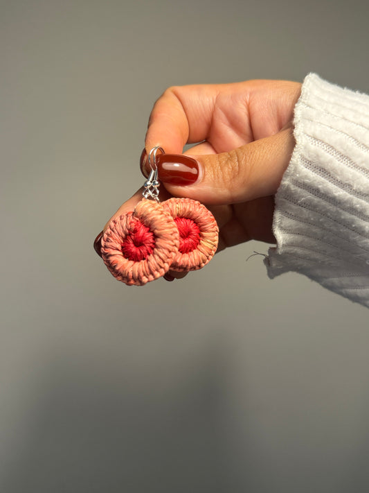 Pink/ Red Woven Mini Earrings