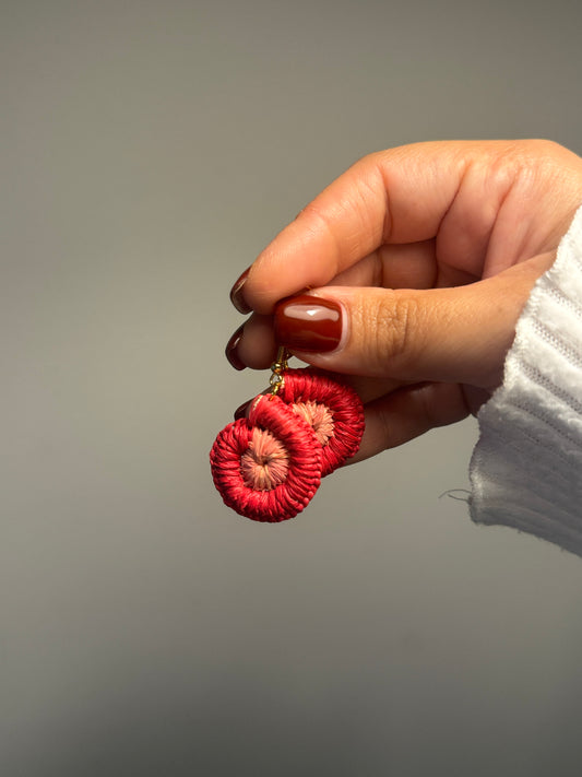 Red/Pink Woven Mini Earrings
