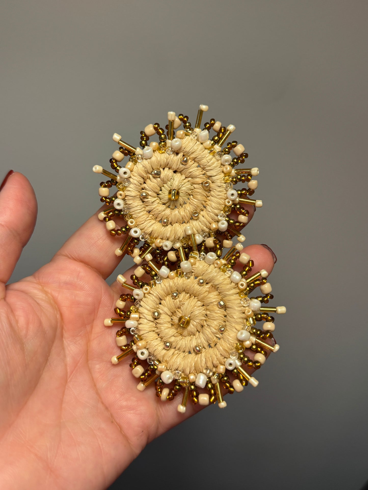 Natural Beaded Woven Regular Earrings